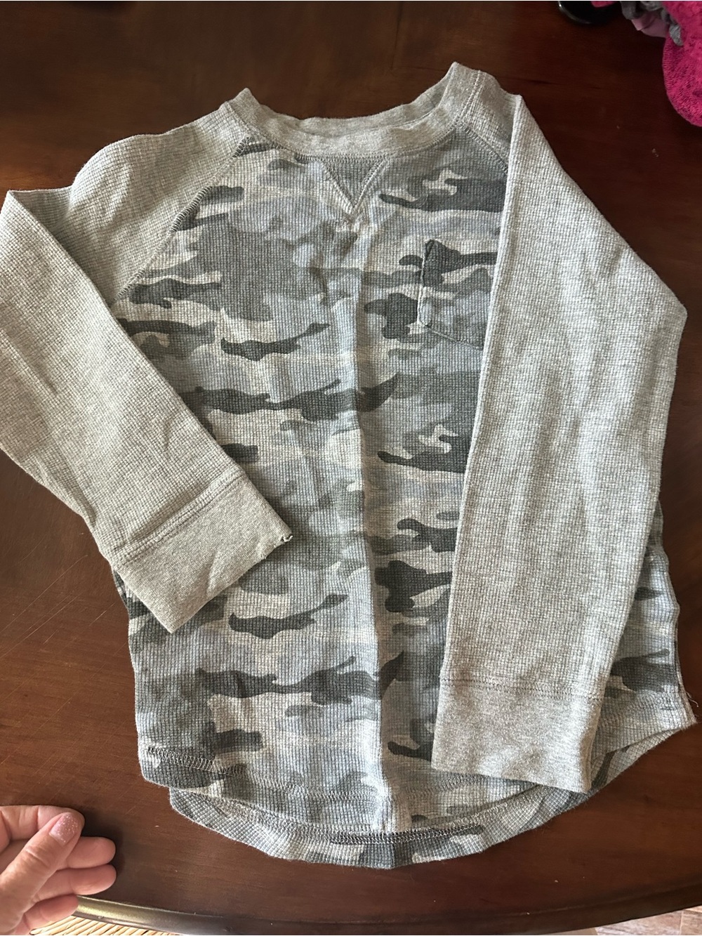 Class Club Light Gray Camouflage Thermal Top with Orange Accent